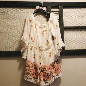 Blush White and Floral Romper